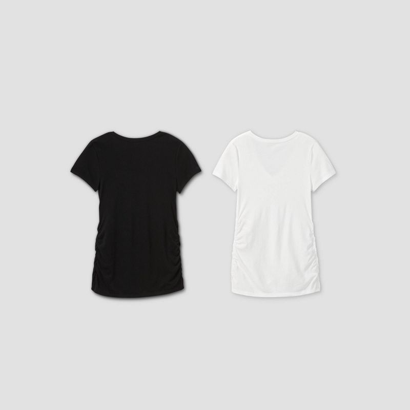 Short Sleeve V-Neck Side Shirred 2pk Bundle Maternity T-Shirt - Isabel Maternity by Ingrid & Isabel™, 2 of 5