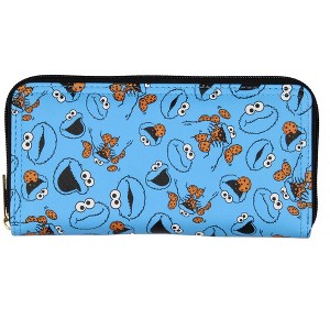 Sesame Street Cookie Monster Zip Around Closure Faux Leather Wallet For Women - 1 of 4