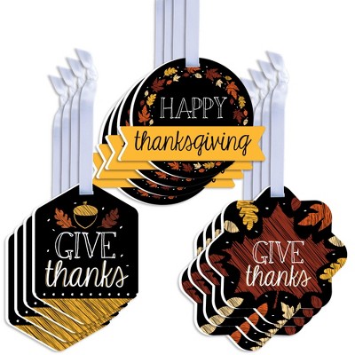 Big Dot of Happiness Give Thanks - Assorted Hanging Thanksgiving Party Favor Tags - Gift Tag Toppers - Set of 12