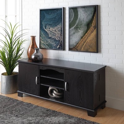 Modern Media Storage Door TV Stand for TVs up to 65" Black - Saracina Home