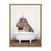 Kate and Laurel Sylvie Hippo and Bird in Rustic Bath Framed Canvas by Amy Peterson Art Studio, 18x24, Natural - 2 of 4