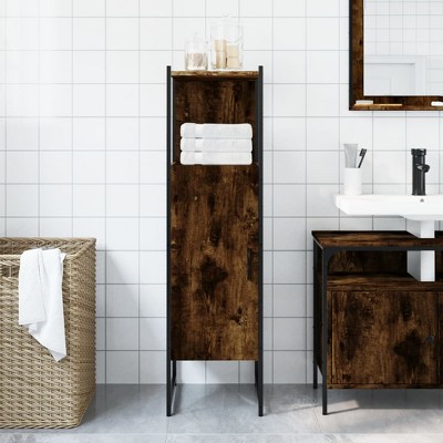 CLIHOME Freestanding Industrial Bathroom Storage Cabinet, Engineered Wood & Metal Stylish Storage Solution 65.4 in Height Ample Capacity