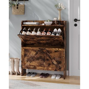 GustoWave Freestanding Slim Shoe Storage Cabinet with 2 Flip Drawers for Entryway Hallway - 1 of 4