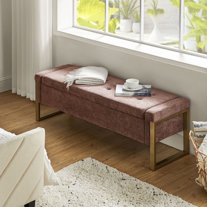 Octavio Modern Upholstered Flip Top Storage Bench with Metal Legs|ARTFUL LIVING DESIGN, 4 of 10