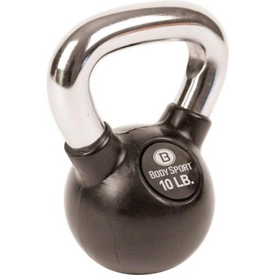 Body Sport Rubber Steel Kettlebell Weight, Strength Training Equipment for Home Gym, Black