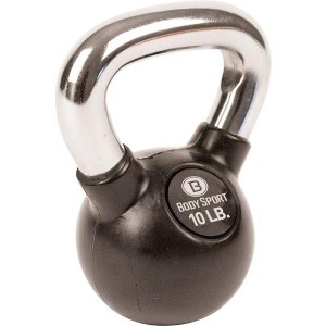Body Sport Rubber Steel Kettlebell Weight, Strength Training Equipment for Home Gym, Black - 1 of 3