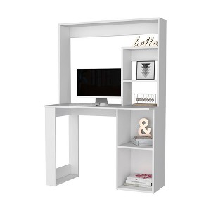 Sapphtopaz 38" Modern Computer Desk with Open Storage Shelves Study Desk with Hutch Book Shelf Office Desk Vanity Desk for Home Office, Bedroom - 1 of 4