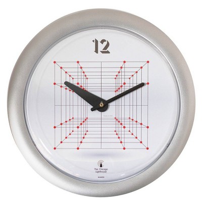 14" x 1.8" Architecture Quartz Movement Decorative Wall Clock Silver Frame - By Chicago Lighthouse