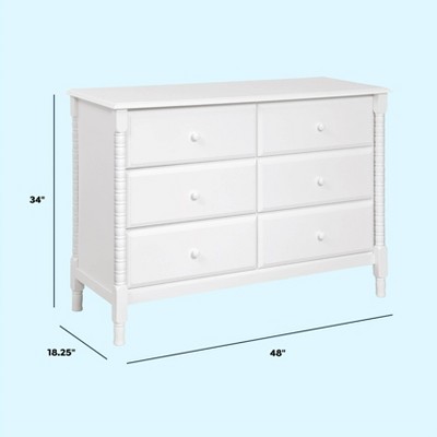 White Spindle 6-Drawer Nursery Dresser