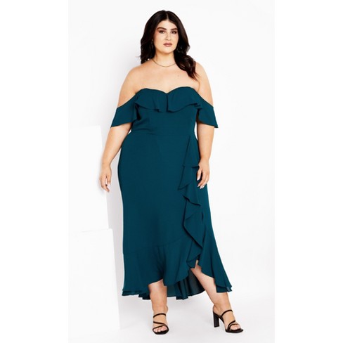 City Chic  Women's Plus Size Sassy V Dress - Emerald - 12 Plus