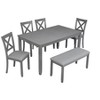 NicBex Dining Room Table Set for 6 Dining Table with MDF Tabletop, 4 X-Shaped Backrest Chairs and 1 Bench for Dining Room - 4 of 4