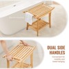 VEVOR Bamboo Shower Bench, 24 x 13.8 x 18.9 in, Waterproof Shower Stool Chair with Storage Shelf Handle, 300 lbs Load Capacity, Natural Bamboo - 4 of 4