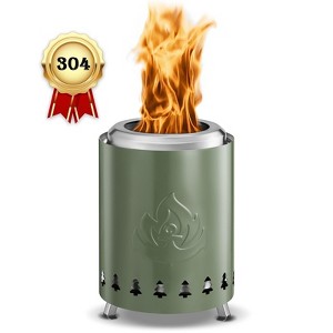 Kismile Tabletop Fire Pit Smokeless Outdoor Mini Fire Compact & Portable Dual Fuel with Portable Bag, 304 Stainless Steel - 1 of 4