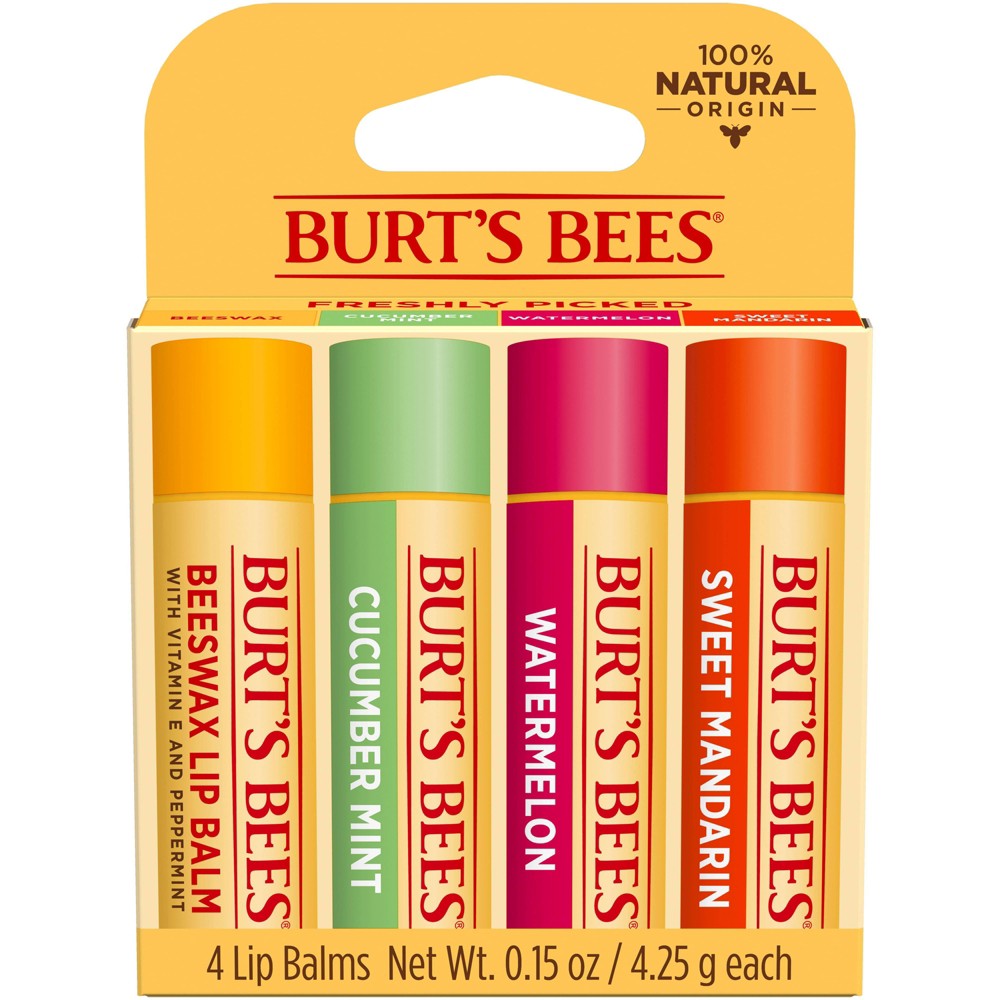 Photos - Cream / Lotion Burts Bees Burt's Bees Freshly Picked Lip Balm - 4pk 