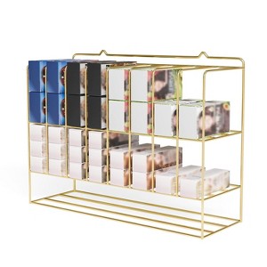 Hair Color Organizer Rack, 2-Tier Wall-Mounted Metal Salon Storage Display for Hair Dye Tubes, Silver - 1 of 4