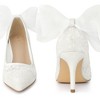 Perphy Women's Pointed Toe Breathable Lace Back Bow Decor Stiletto Heel Pumps - 2 of 4