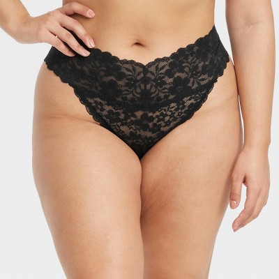 Women's Allover Lace Thong - Auden™ Black 4x : Target