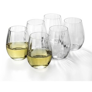 Slickblue Clear Ribbed Optic Wine Glasses Set of 6 - 18 oz - 1 of 4