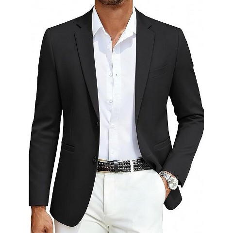 COOFANDY Men's Casual Blazer Slim Fit Sport Coats Two Button Knit Textured Suit Jacket Black XXXL
