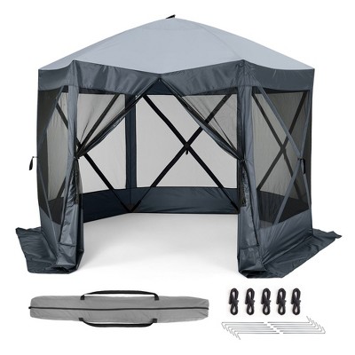 Pop Up Camping Gazebo Canopy Sun Shelter with 6 Removable Wind Cloths