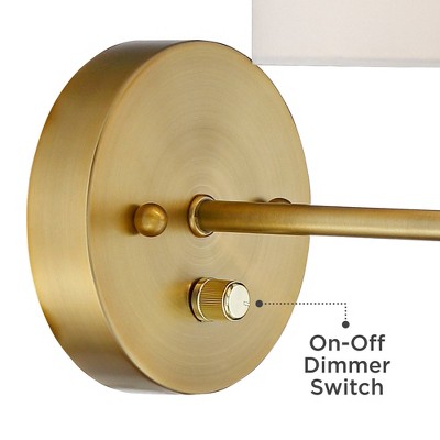 Amidon Warm Brass Drop Ring Plug-In Wall Lamp with White Drum Shade