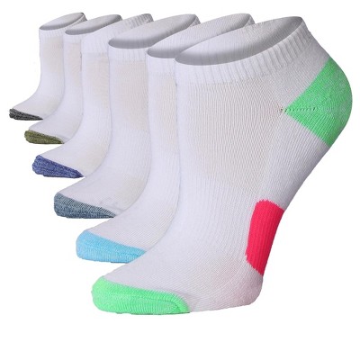 Tipi Toe Womens 6 Pack Cushioned Comfort Running Solid White Toe Heel Multicolors Running Socks For Women