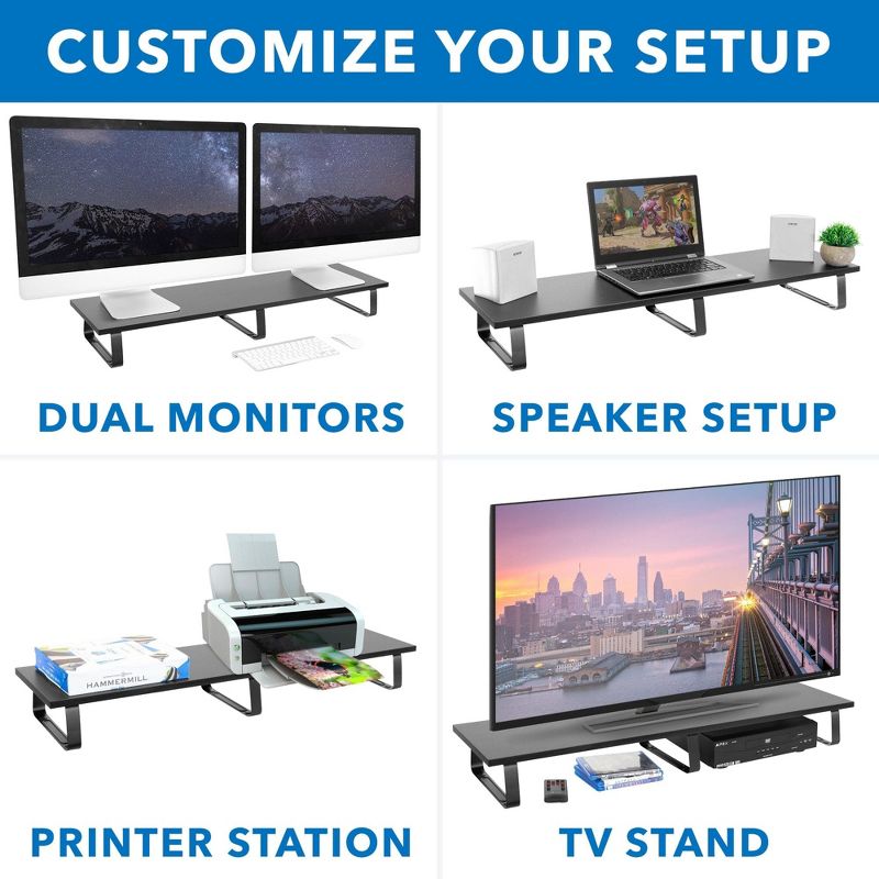 Mount-It! Extra Long Monitor Desk Riser, Desktop Organizer for Double Computer Screens, Laptops, Desktops, TVs, 39 Inches Extra Wide, 44 Lbs. Capacity, 4 of 10