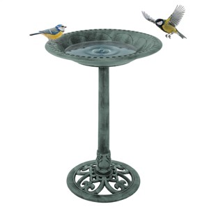 Nature Spring Outdoor Antique Bird Bath - Weather-Resistant Polyresin Basin for Yard and Patio Decor - 1 of 4
