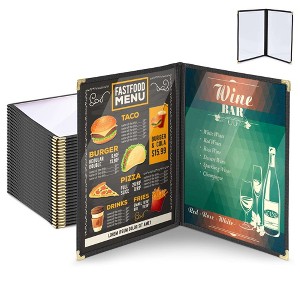 WeChef 30 Pack Menu Cover 8.5 x 11" Letter Double Fold Trim 2 Page 4 View Restaurant Black Cafe - 1 of 4