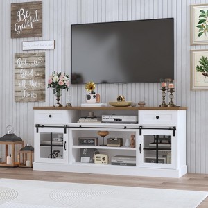 75‘’ Farmhouse TV Stand, Media Console Table with 2 Drawers - 1 of 4