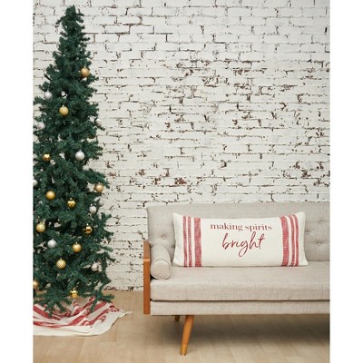 Holiday Red and White Striped Lumbar Pillow