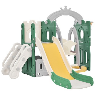 Toddler Playset with Slide,Toddler Slide,Slide for Kids with Basketball Hoop,Ball,Ring Toss,Kids Slide Toddler Playground Toddler Slide