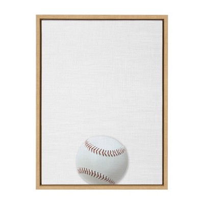 18" x 24" Sylvie Color Baseball Portrait Framed Canvas Natural - DesignOvation