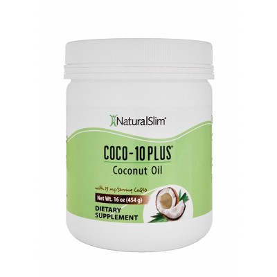 NaturalSlim Coconut Oil with CoQ10 - MCT Oil Organic Coconut Oil for Baking, Mixing with Shake, Smoothie