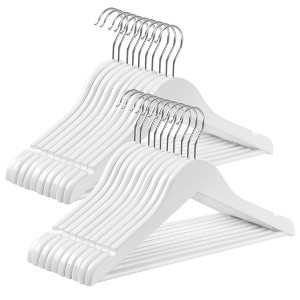 10/20-Pack Kids Wooden Hangers with Pants Bar & 360° Swivel Hook, 12.6 x 7.5 Inch Children's Closet Organizers, Shoulder Notches - 1 of 4