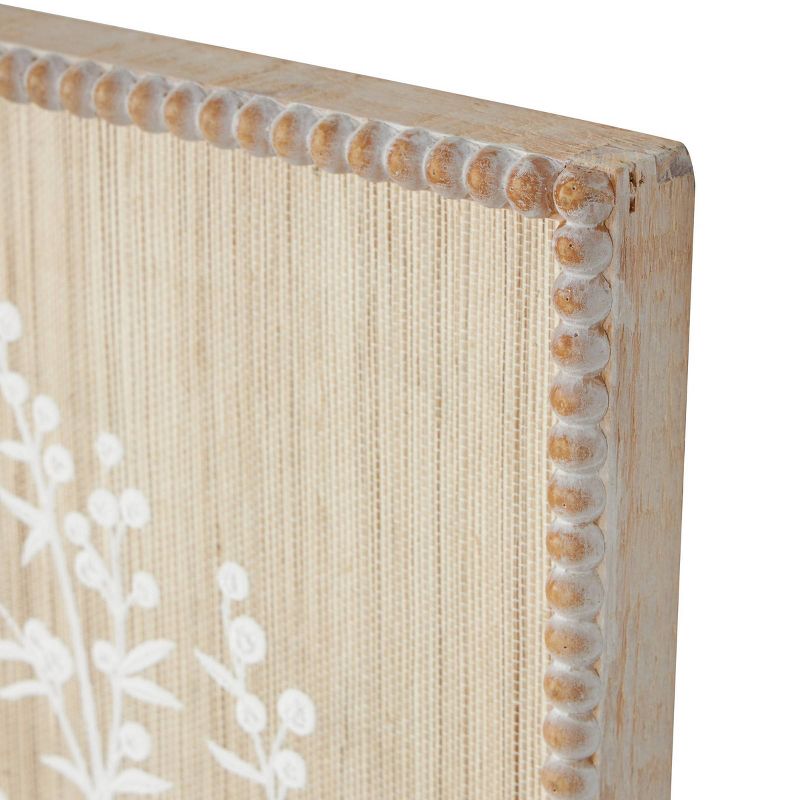 Olivia &#38; May 31&#34;x24&#34; Wood Floral Textured Wall Decor with White Painted Accents and Beaded Frame Cream, 3 of 8