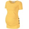 Clearlove Maternity Tunic Tops Maternity Shirt Side Button and Ruched Maternity Tunic Tops Maternity Short Sleeve T-Shirts - 2 of 4