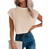 Coolmee Women's Cap Sleeve Crop Tops Summer High Neck Contrast Color Sweater Vest Ribbed Knit Sleeveless Tank Top - 3 of 4