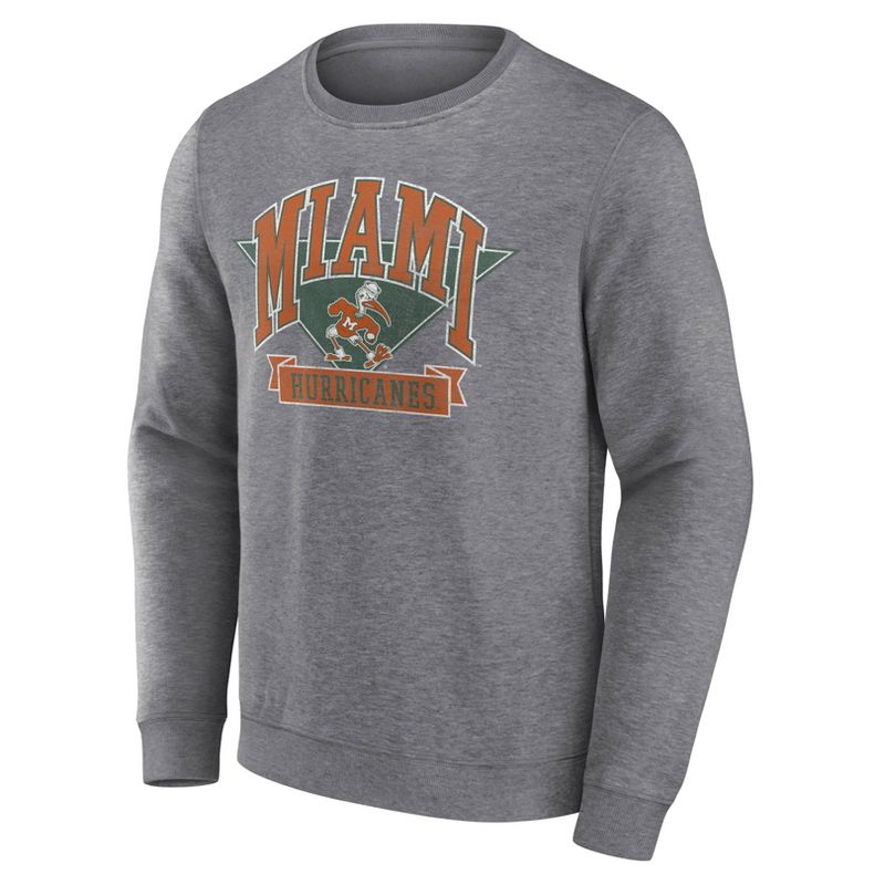 NCAA Miami Hurricanes Men&#39;s Gray Crew Neck Fleece Sweatshirt, 2 of 4