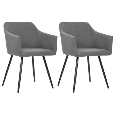 vidaXL Dining Chair Set of 2 Light Grey Polyester fabric, Metal frame
