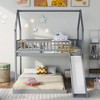 YOOCOZZ Twin Over Full House Bunk Bed with Built-in Ladder and Slide, House Roof Design - 2 of 4