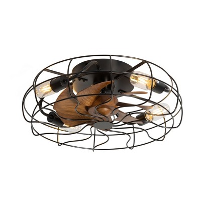 Airsurfer 19" Caged Enclosed Low Profile Ceiling Fan with Lights and Remote Control