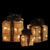 Northlight Set of 3 Lighted Cream Gift Boxes with Twine Bows Outdoor Christmas Decorations 10" - 2 of 3