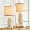 Maxax Oatmeal Resin Table Lamp with USB Charging, Layered Texture Desk Lamp for Bedroom, Living Room,3-Way 100W E26 Base - 2 of 4