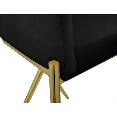 Velvet-Clad Black Counter Stool with Gold Metal Frame, 38" Height