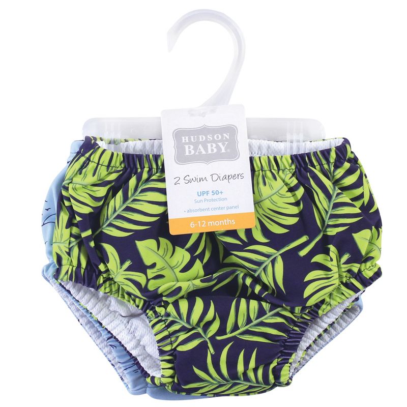 Hudson Baby Infant and Toddler Boy Swim Diapers, Tropical Leaves, 3 of 6