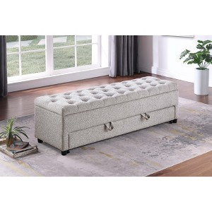Okak Modern Boucle Fabric Double Storage Bench with Hidden Compartment,Upholstered Ottoman Stool for Bedroom,Living Room - 1 of 4