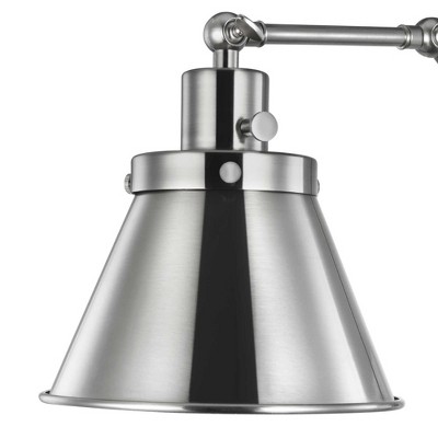 Brushed Nickel Adjustable Swing Arm Wall Sconce with Metal Shade