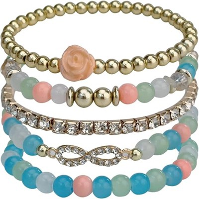BRINJOY Bohemian Beaded Bracelet Set - Stackable Stretch Energy Bracelets with Chakra Crystals and Rose Charm