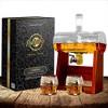 NutriChef NCGDS08 Home Bar 1100ml Glass Barrel Whiskey and Wine Carafe Alcohol Decanter Set with Spigot, Stopper and Glasses (2 Pack) - 3 of 4
